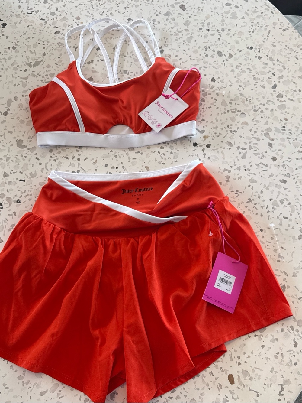 Juicy Couture Red and White Two-Piece Athletic Set